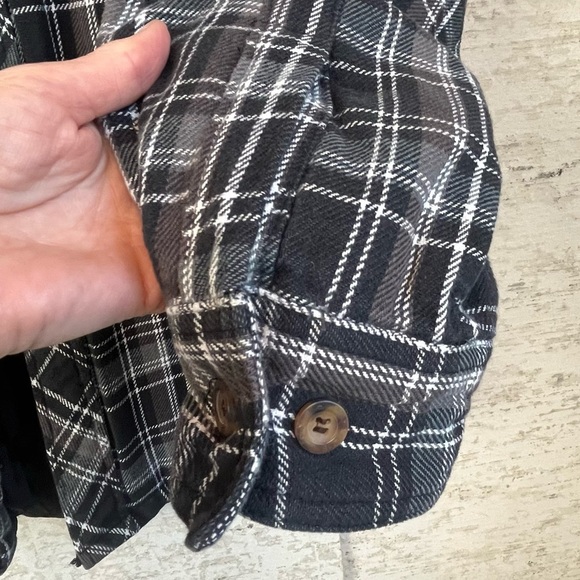 Vintage Levi Plaid Flannel Shacket Shirt Jacket Large Quilted Grunge Button Down - Picture 5 of 16